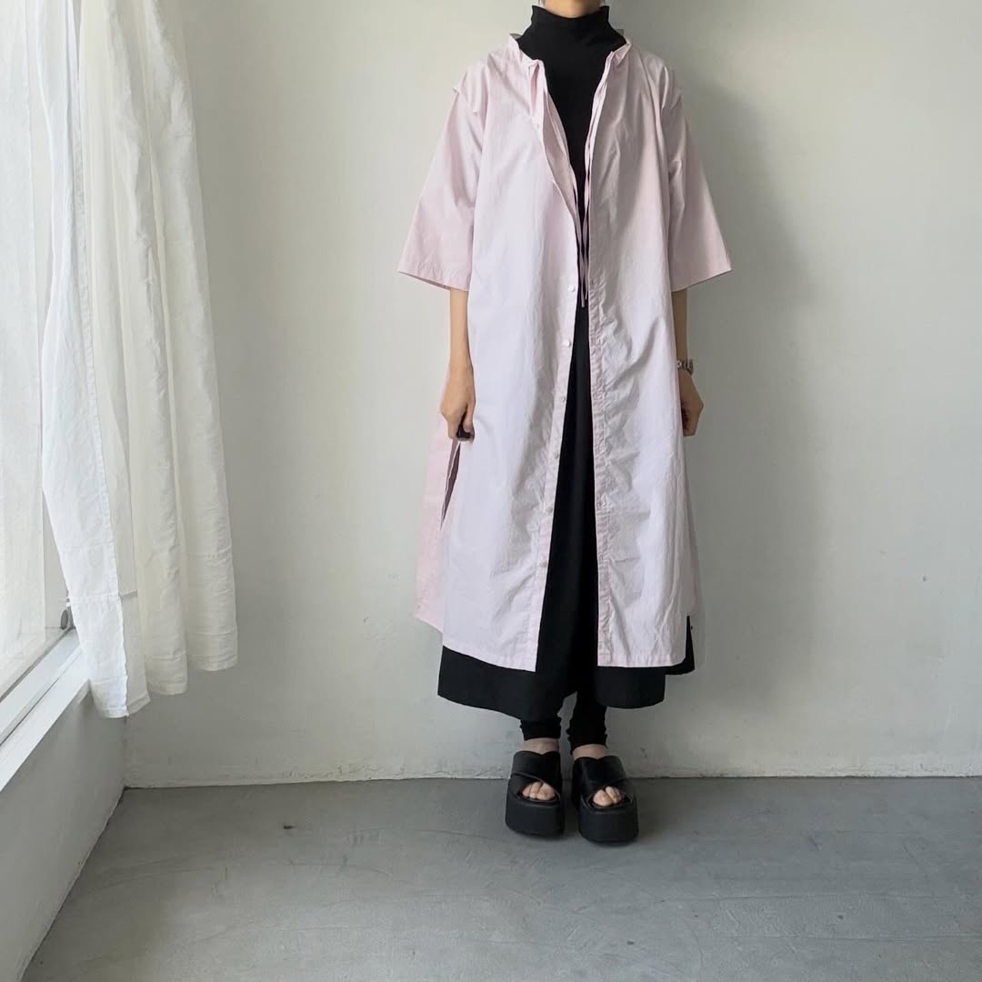 ayanoguchiaya　フリップロングシャツドレス　ローズ