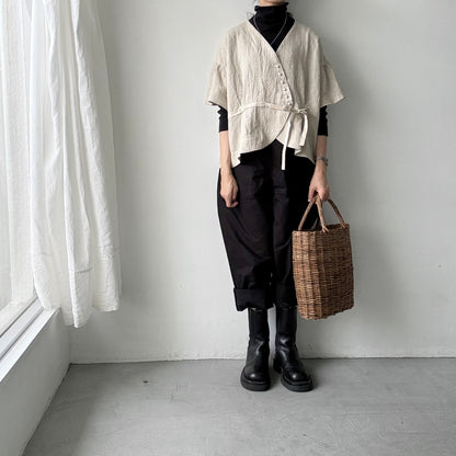 MAGALI  トリプルウォッシュリネンカシュクールジレ　ナチュラル