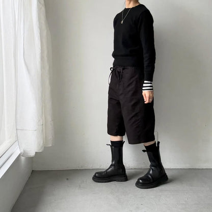 homspun  リップストップハーフパンツ　ブラック