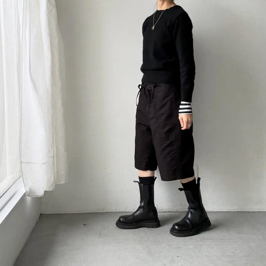 homspun  リップストップハーフパンツ　ブラック