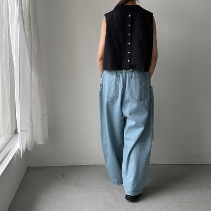 atelier naruse  コットンデニムワイドタックパンツ　size2