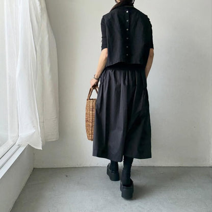 cion  コットンシャーリングギャザースカート　ブラック
