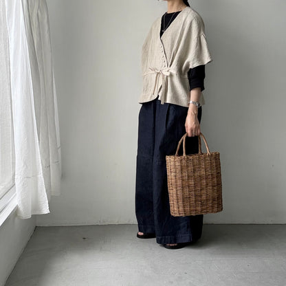 MAGALI  トリプルウォッシュリネンカシュクールジレ　ナチュラル