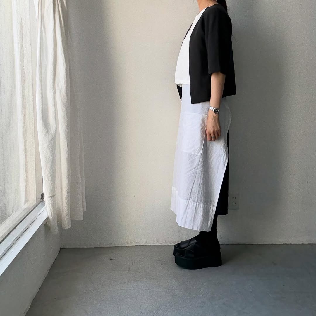 F/style  綿麻ニット5分袖カーディガン　スミ