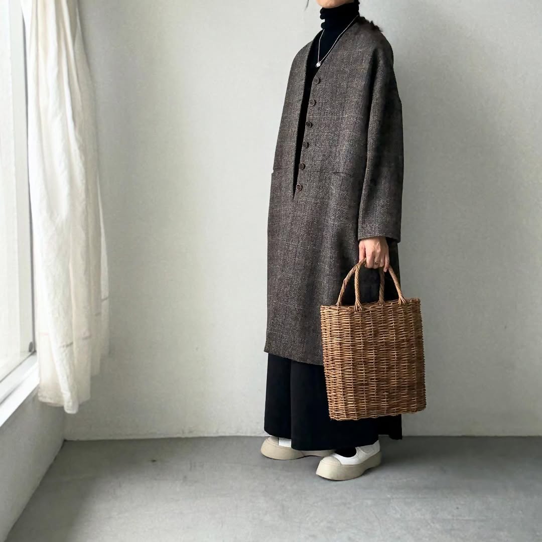 atelier naruse ハリスツイードウールコクーンコート