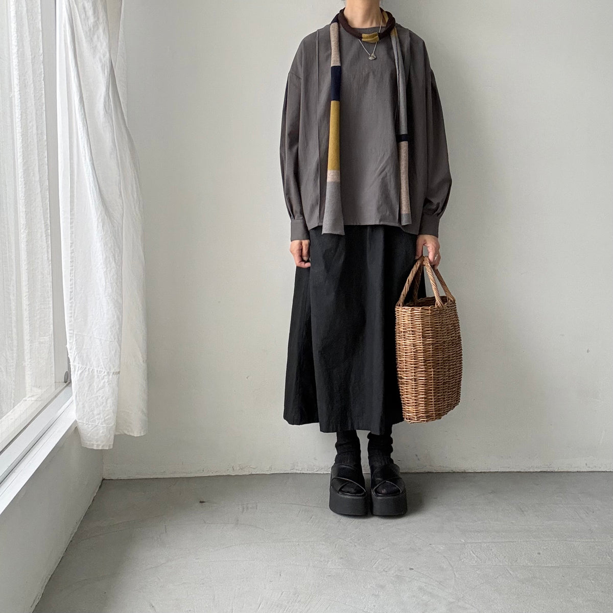 atelier naruse  マルチボーダーニットスカーフ