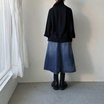 atelier naruse ウールタートルネックニット　ブラック×袖口ピンク