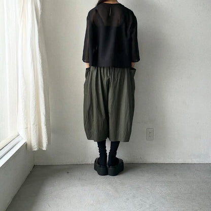 TENNE HANDCRAFTED MODERN 7分袖クルーネックオーガンジープルオーバー