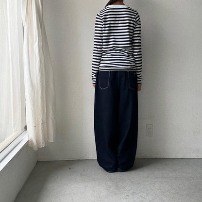 R&D.M.Co ガーゼボーダー長袖Tシャツ　ブラック　Mサイズ