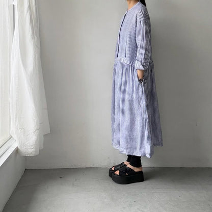 atelier naruse  リネンシャツワンピース　ストライプ