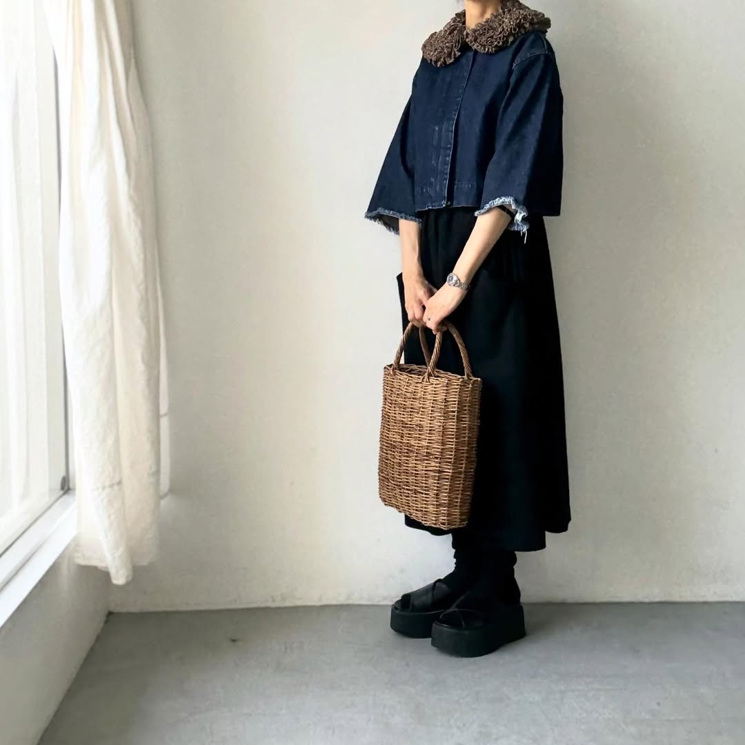 R&D.M.Co  コットンウールフリルカラー　チェック