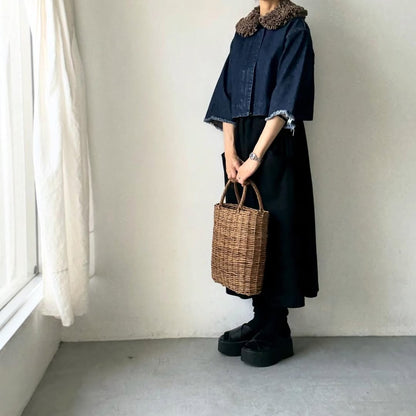 R&D.M.Co  コットンウールフリルカラー　チェック