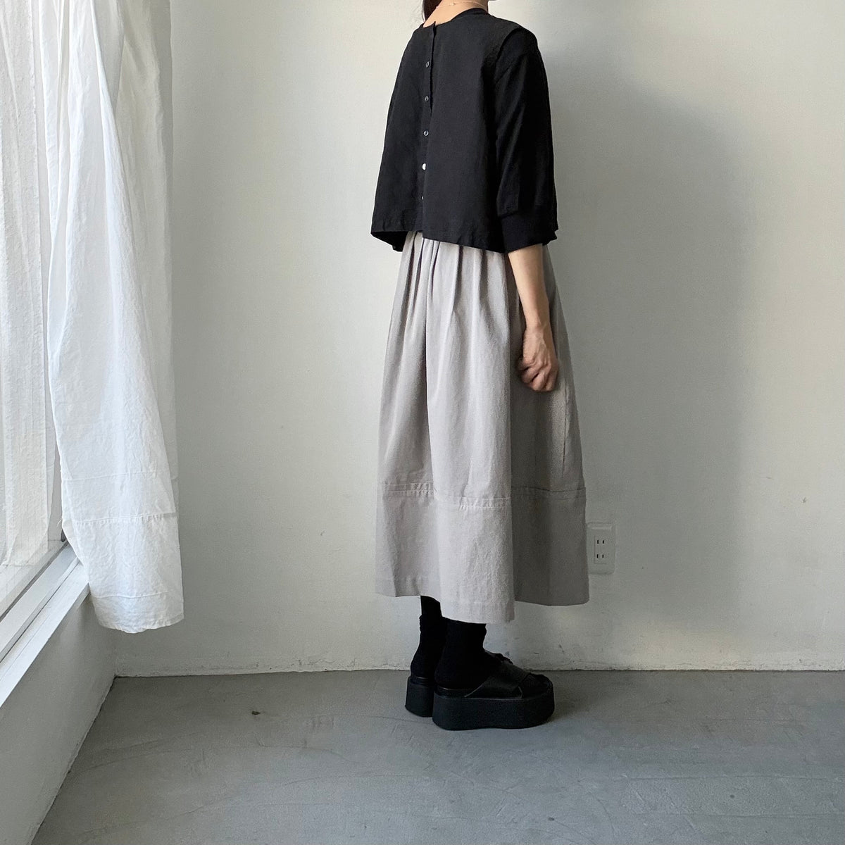 MAGALI オールドコットンラップ風スカート　グレー