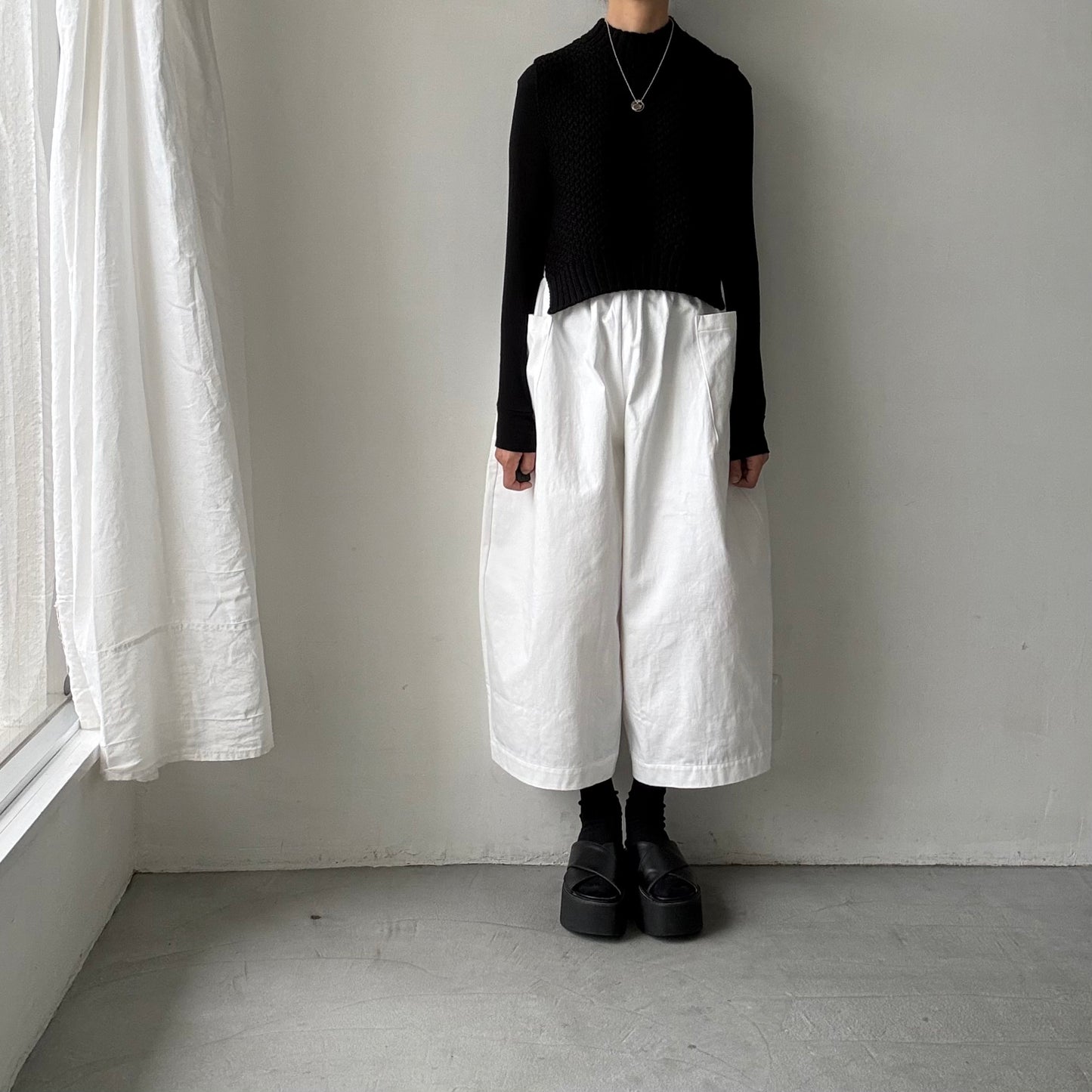 atelier d'antan Perriereコットンワイドパンツ　ホワイトsize 1