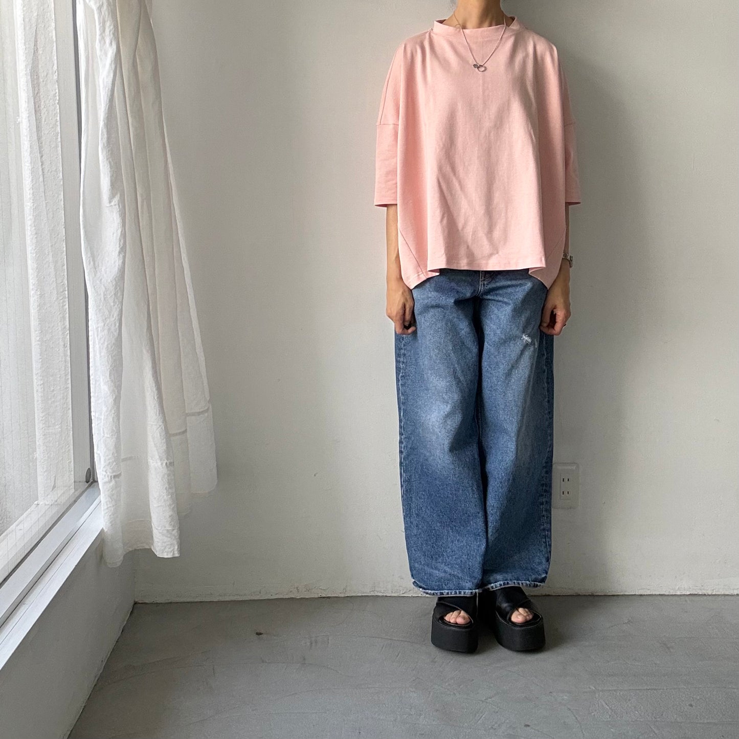 🟡水曜日入荷分予約受付中🟡 
Linenya  テラヴェ7分袖Tシャツ　ペールピンク