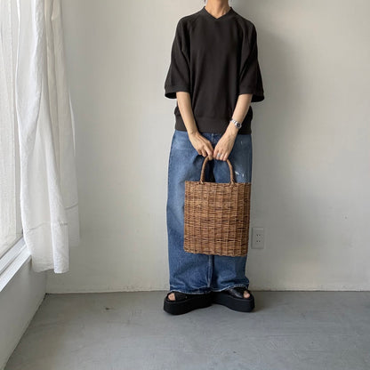 atelier naruse  コットン半袖スウェットシャツ　スミクロ