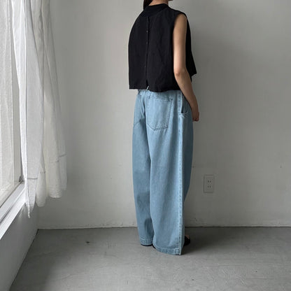 atelier naruse  コットンデニムワイドタックパンツ　size2