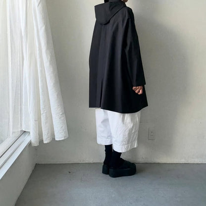atelier naruse コットンナイロンタフタフーデットコート　ブラック