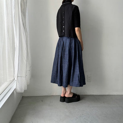 jujudhau デッドストックデニムギャザースカート