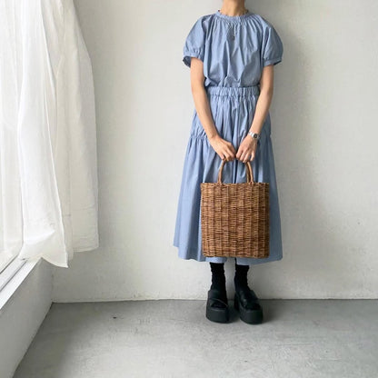 🟡週末入荷分予約受付中🟡cion  コットンシャーリングブラウス　サックスブルー