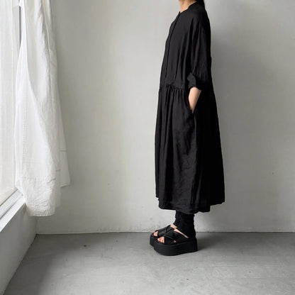 atelier naruse  リネンシャツワンピース　ブラック