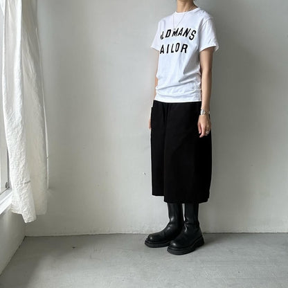 OLDMANS TAILOR OMTフロッキープリントロゴ半袖Tシャツ　ホワイト×ブラック