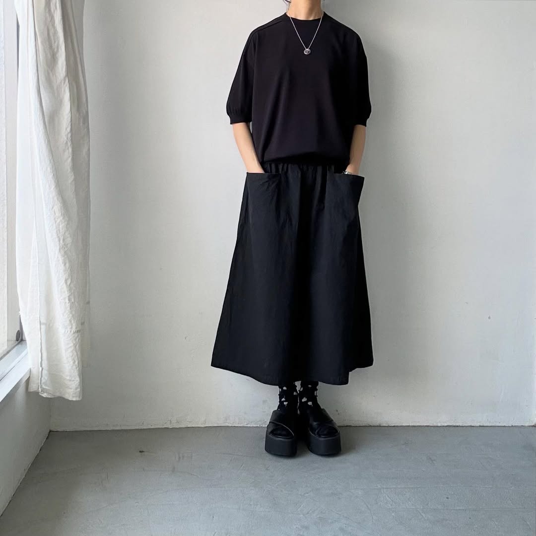 as it is.コットン半袖ニットプルオーバー　ブラック