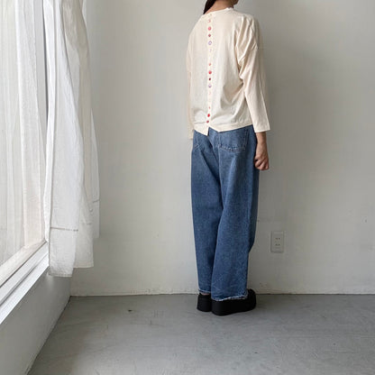 R&D.M.Co  ドロップキャンディボタンロングスリーブTシャツ　ナチュラル