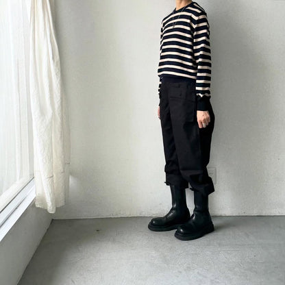 atelier naruse ウールコットンボーダーニット　ネイビー×ブラック