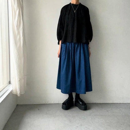 R&D.M.Co  リネンヘンプスモックブラウス　ブラック