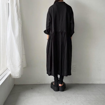 atelier naruse  リネンシャツワンピース　ブラック