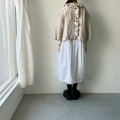 MAGALI  コルトレイクリネンフリルブラウス　ナチュラル
