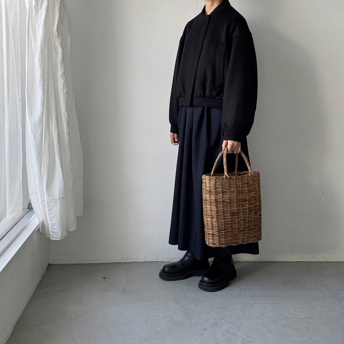 TENNE HANDCRAFTED MODERN カシミアウールブルゾン　ブラック