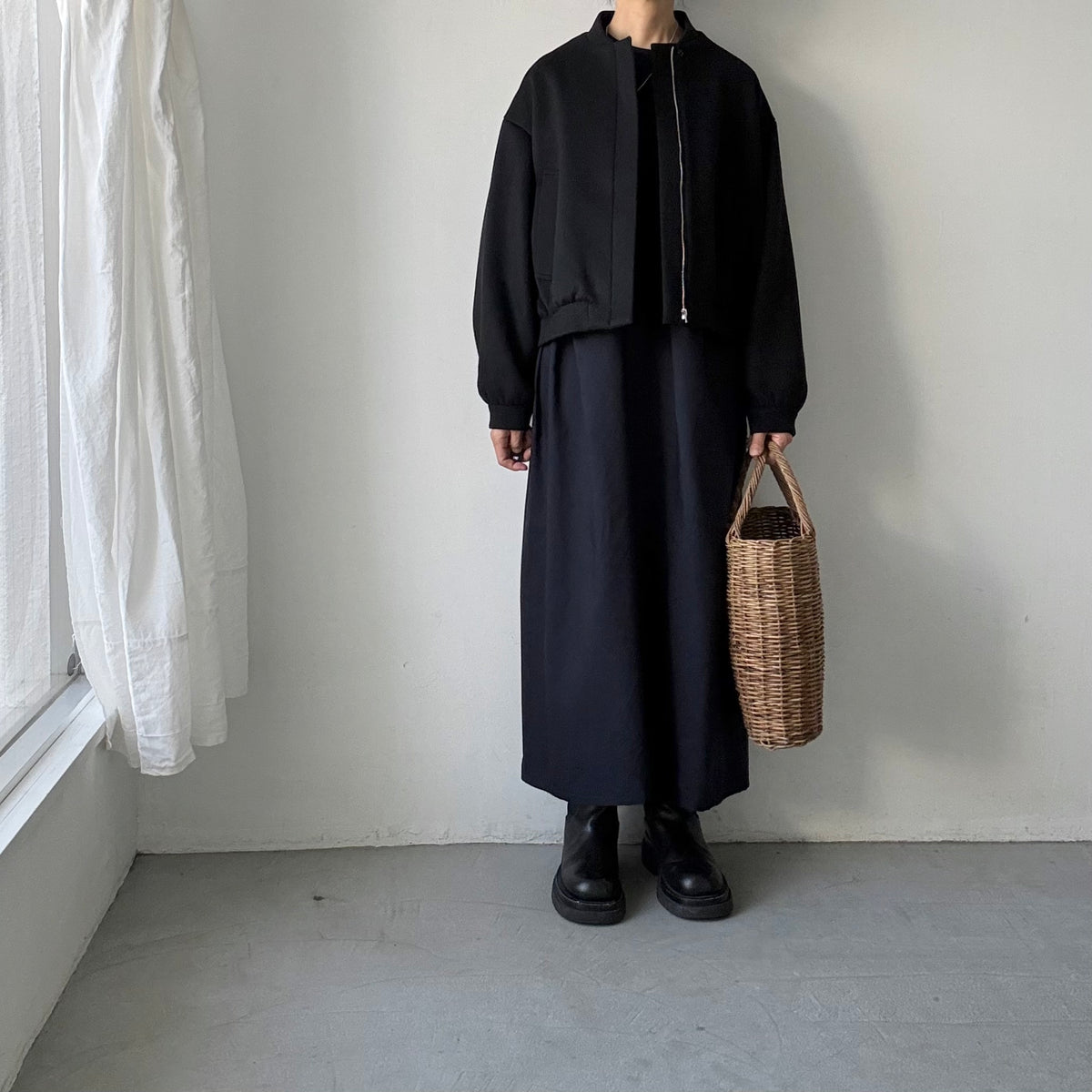 TENNE HANDCRAFTED MODERN カシミアウールブルゾン　ブラック