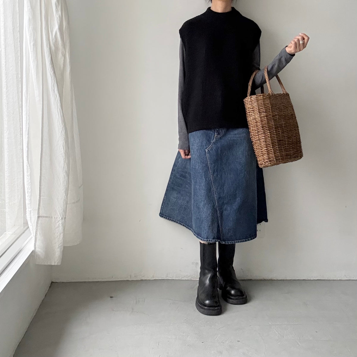 as it is.畦編みベスト