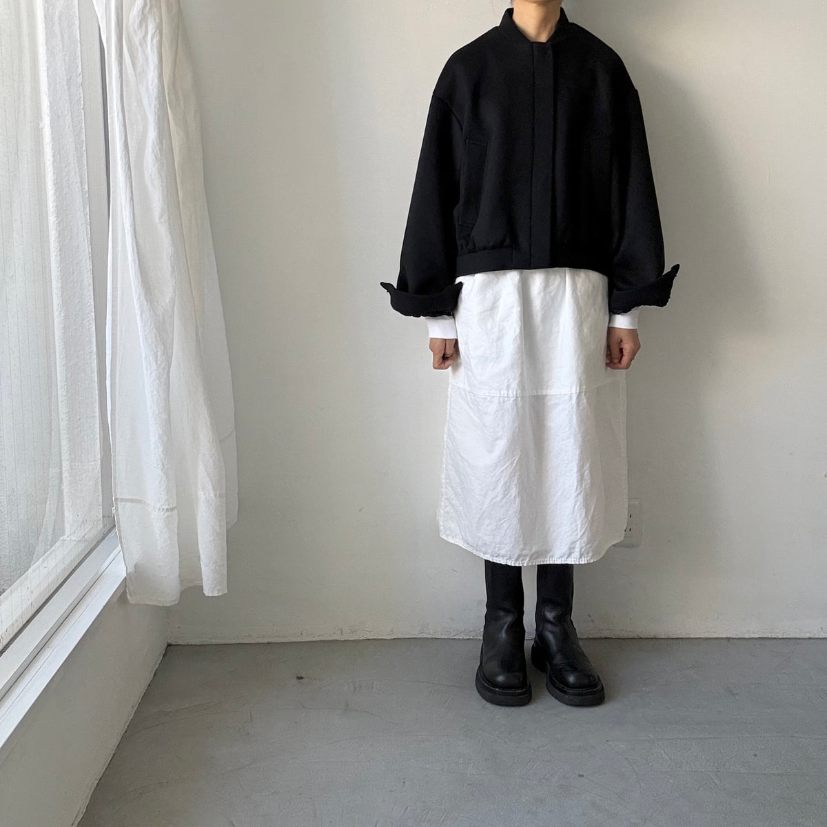 TENNE HANDCRAFTED MODERN カシミアウールブルゾン　ブラック