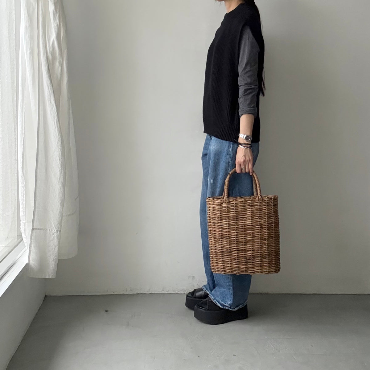 as it is.畦編みベスト