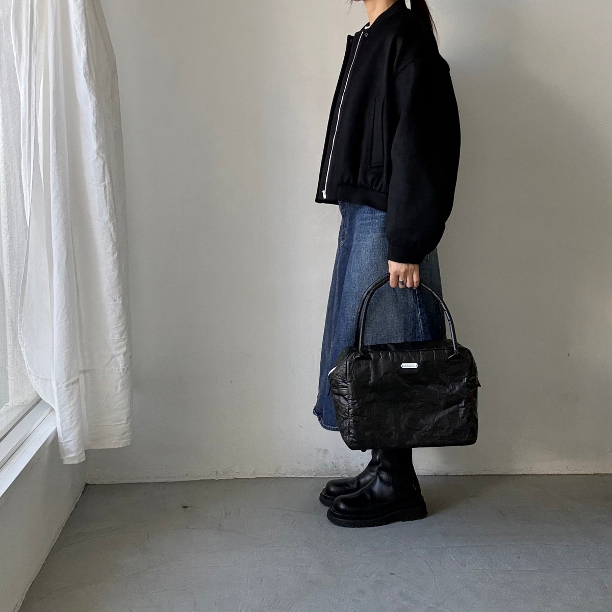 TENNE HANDCRAFTED MODERN カシミアウールブルゾン　ブラック