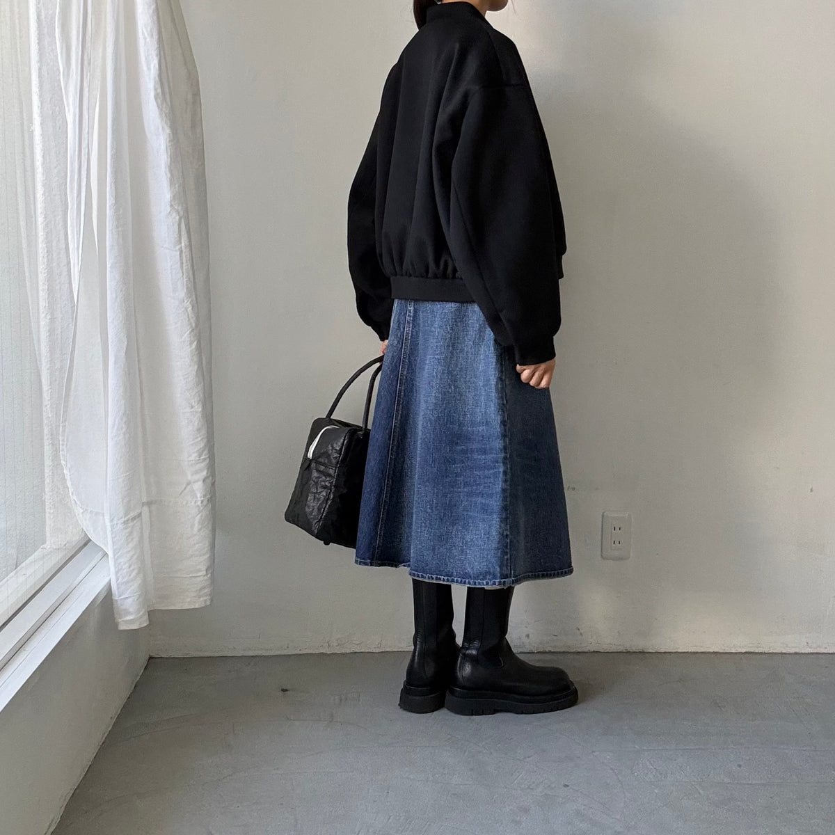 TENNE HANDCRAFTED MODERN カシミアウールブルゾン　ブラック