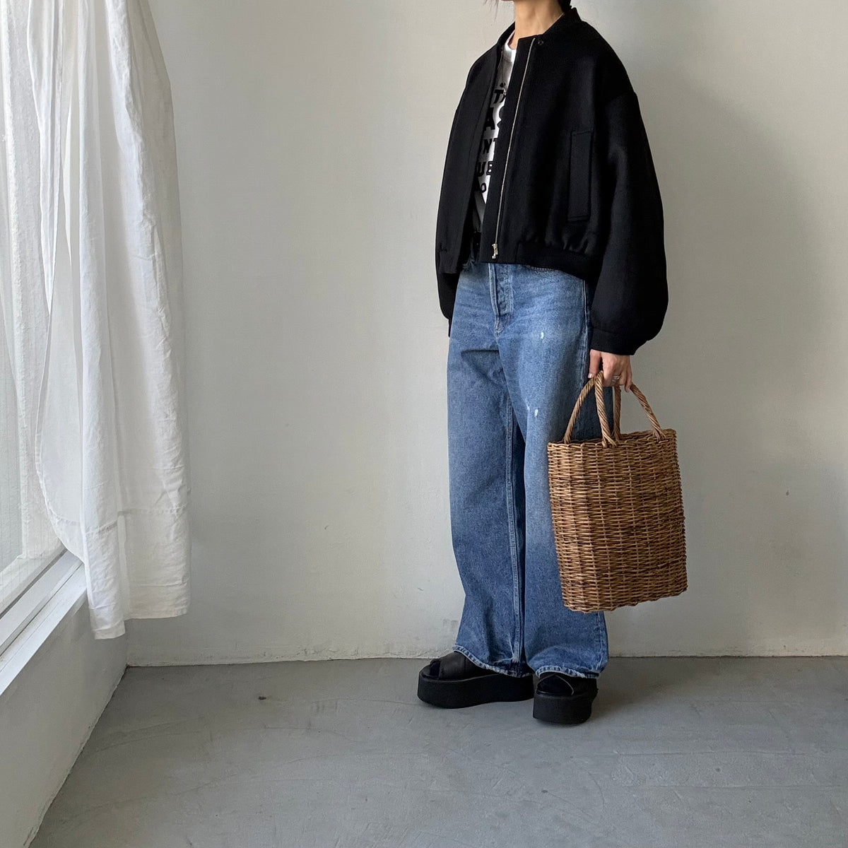 TENNE HANDCRAFTED MODERN カシミアウールブルゾン　ブラック