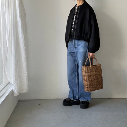 TENNE HANDCRAFTED MODERN カシミアウールブルゾン　ブラック