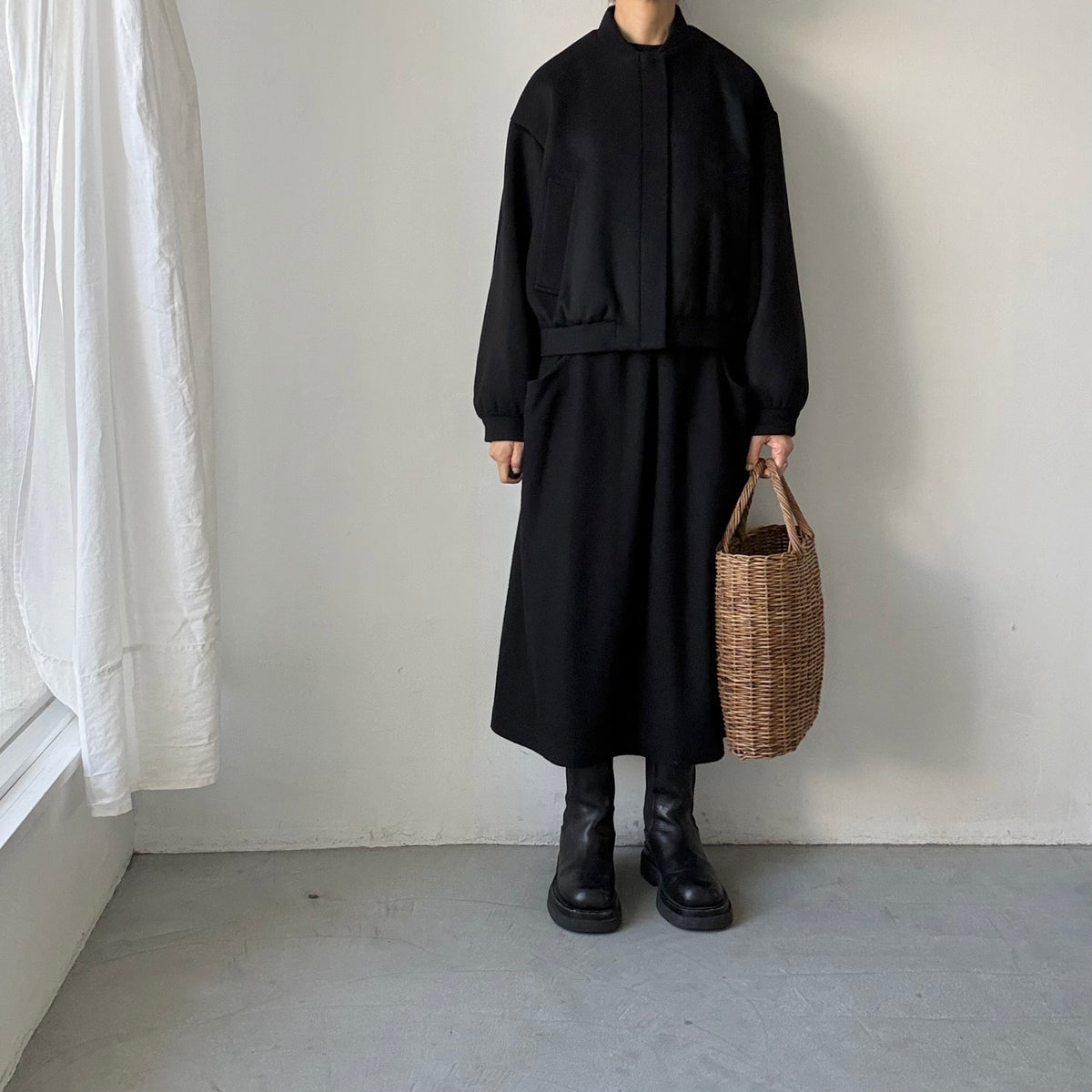 TENNE HANDCRAFTED MODERN カシミアウールブルゾン　ブラック