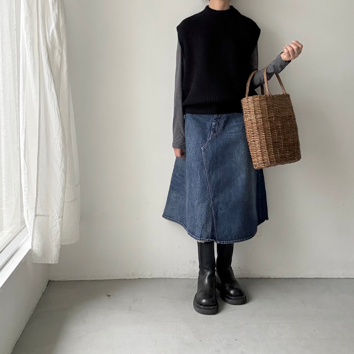 as it is.畦編みベスト