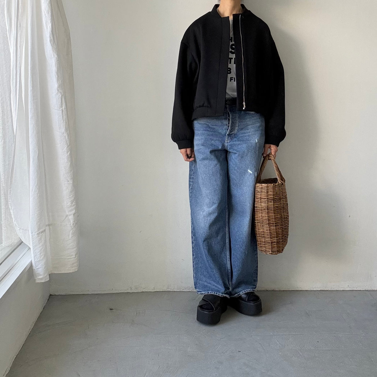 TENNE HANDCRAFTED MODERN カシミアウールブルゾン　ブラック