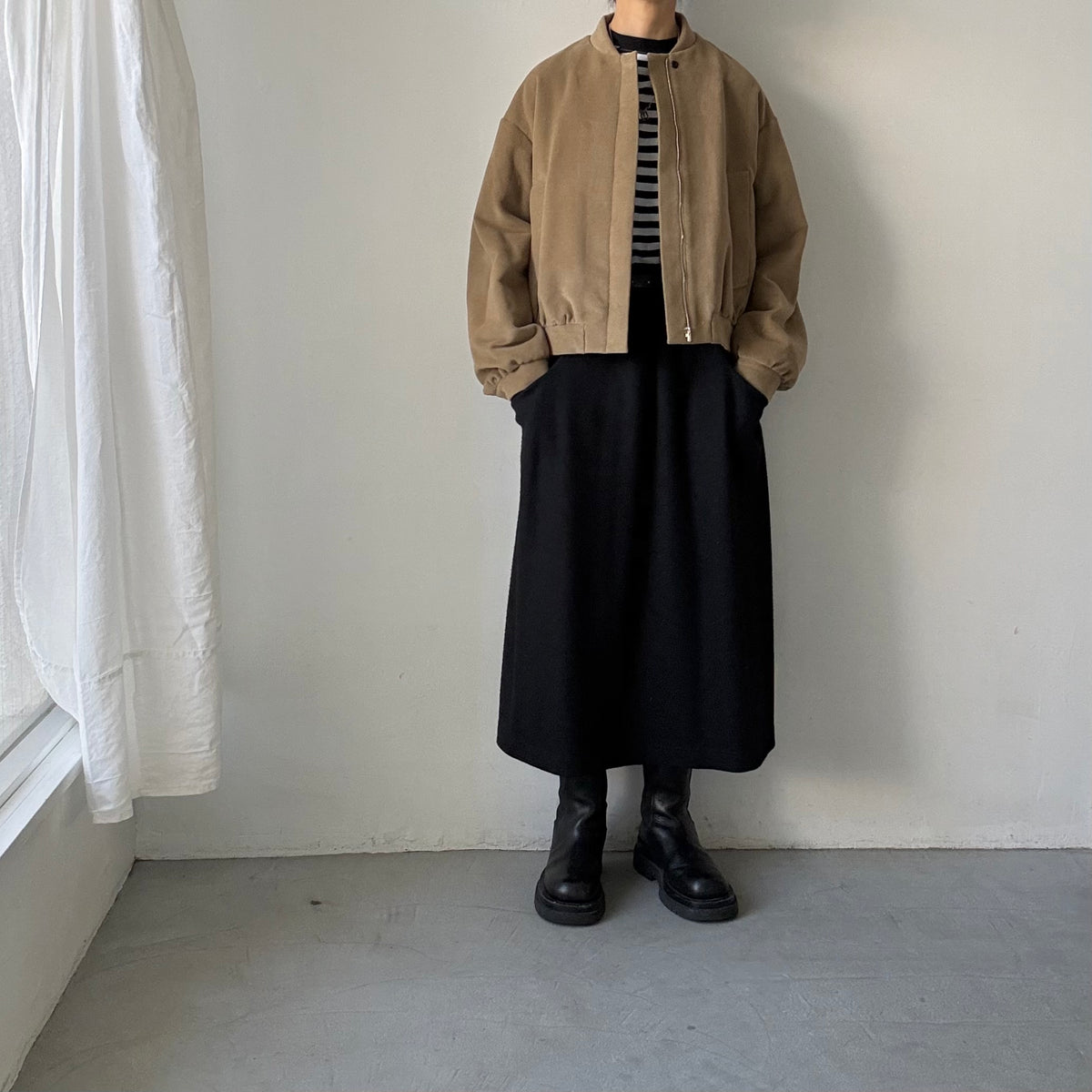 TENNE HANDCRAFTED MODERN  ブリスベンモスモールスキンコットンパデッドブルゾン