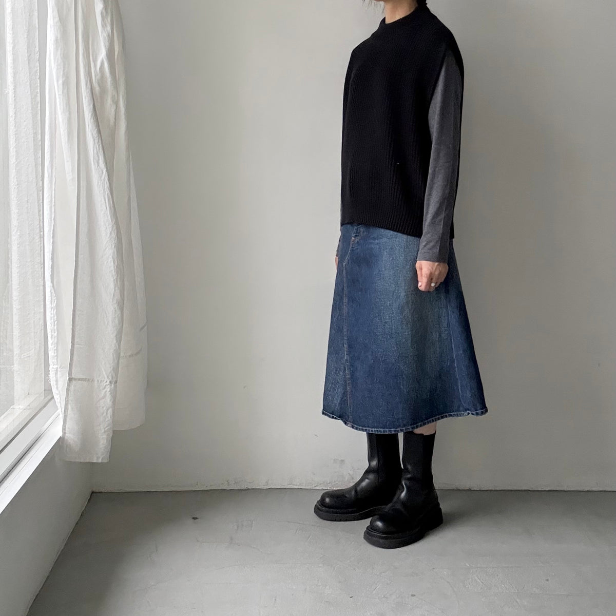 as it is.畦編みベスト
