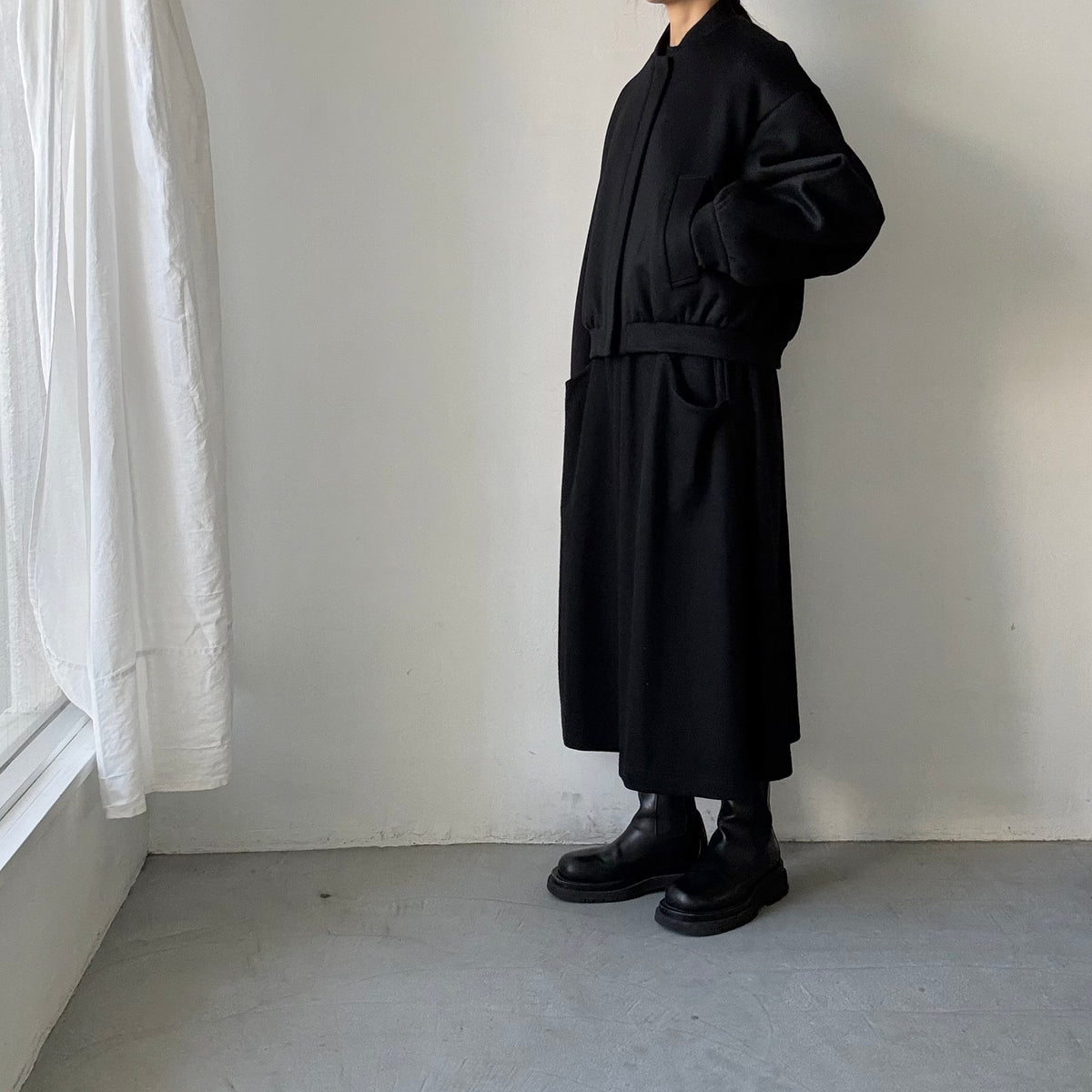 TENNE HANDCRAFTED MODERN カシミアウールブルゾン　ブラック