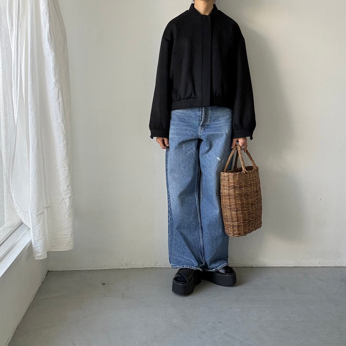 TENNE HANDCRAFTED MODERN カシミアウールブルゾン　ブラック