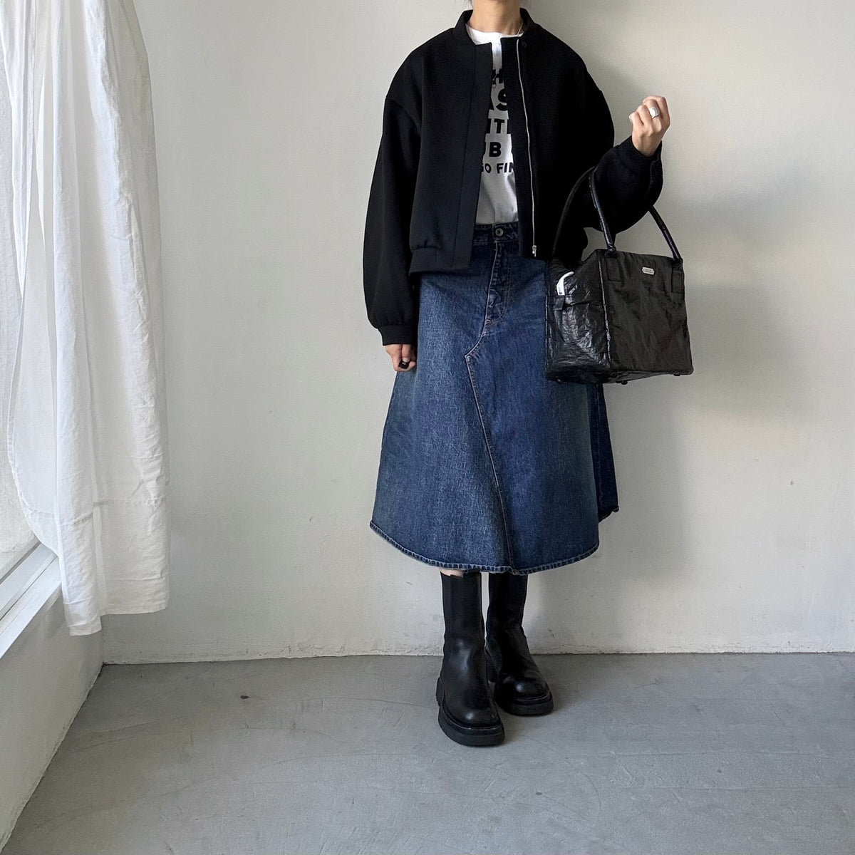 TENNE HANDCRAFTED MODERN カシミアウールブルゾン　ブラック