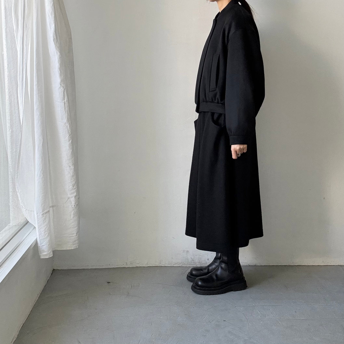 TENNE HANDCRAFTED MODERN カシミアウールブルゾン　ブラック